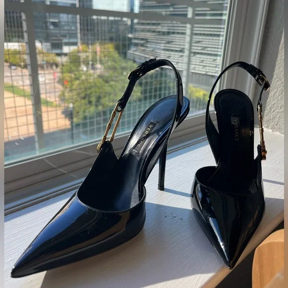 Versace Shoes Patton Leather Slingback Versace Pumps Size 355
